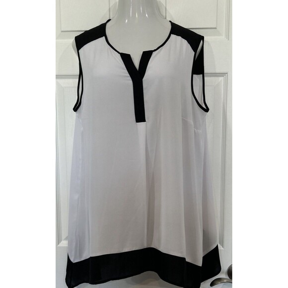 Avenue Women's Plus Size Colorblock Tank Black & White Blouse Top 18 20 - Picture 1 of 9